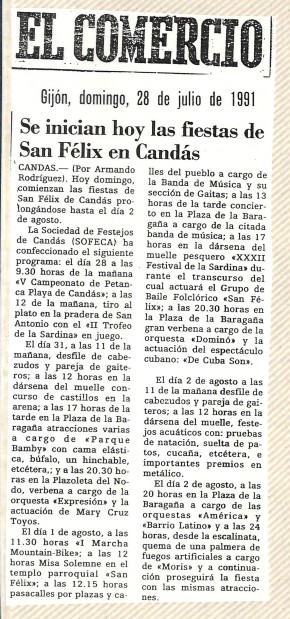 1991 Se inician hoy las fiestas de San Félix en Candás